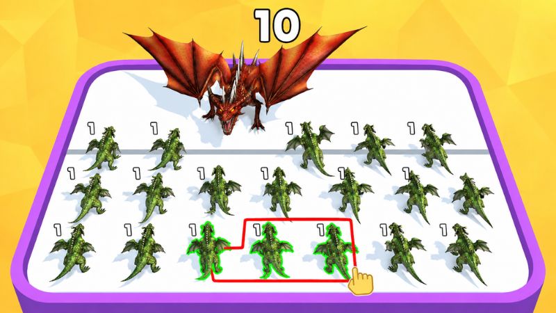 Tải Hack Merge Master MOD APK (Full Tiền) v3.45.46 1 Hack Merge Master Full Tiền với đội hình khủng long trên chiến trường