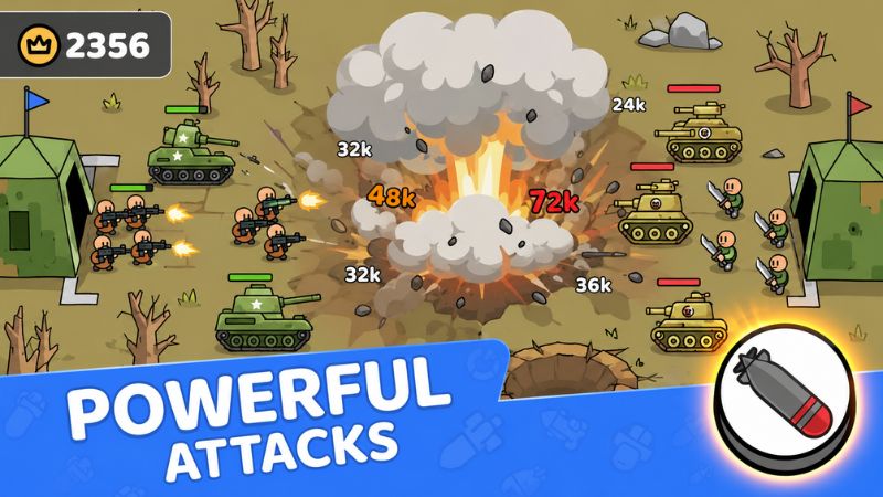 Tải Hack We Are Warriors (Vô Hạn Tiền) v1.66.3 1 Hack We Are Warriors với đội quân chiến đấu từ thời đồ đá đến thời hiện đại