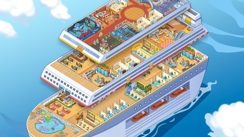 Tải Hack My Cruise (Vô Hạn Tiền, Kim Cương) v1.10.2 2 Gameplay Hack My Cruise phục vụ hành khách trên tàu du lịch