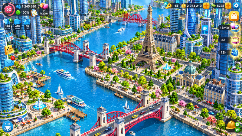 Gameplay SimCity BuildIt MOD APK quy hoạch khu dân cư và công nghiệp