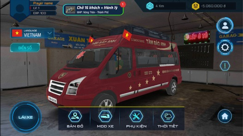 Góc nhìn cabin và vô lăng trong Minibus Simulator Vietnam