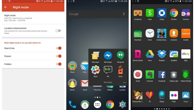 Nova Launcher APK với bố cục màn hình và widget được tùy chỉnh