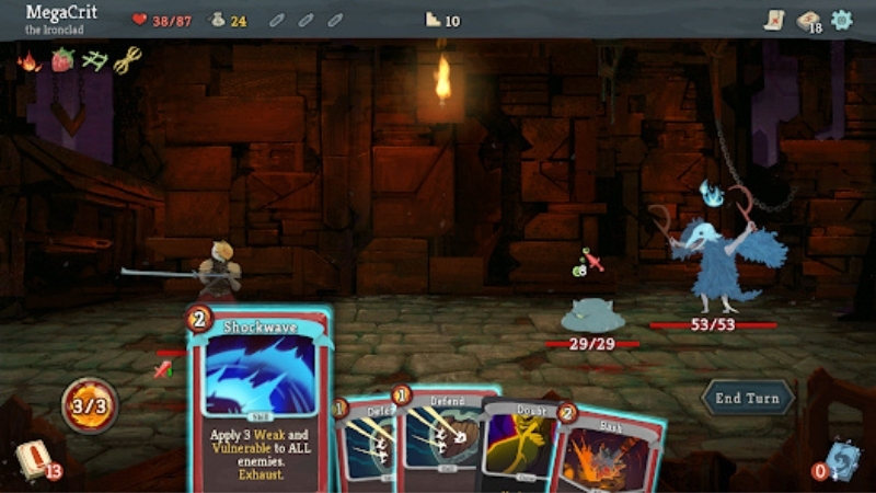 Tải Slay the Spire APK v2.6.1 Miễn Phí Cho Android 1 Trận chiến sử dụng thẻ bài trong Slay the Spire APK